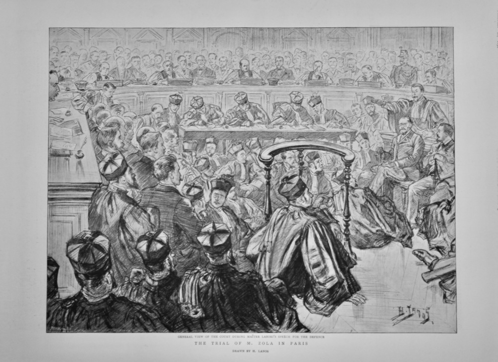 The Trial of M. Zola in Paris.  1898.
