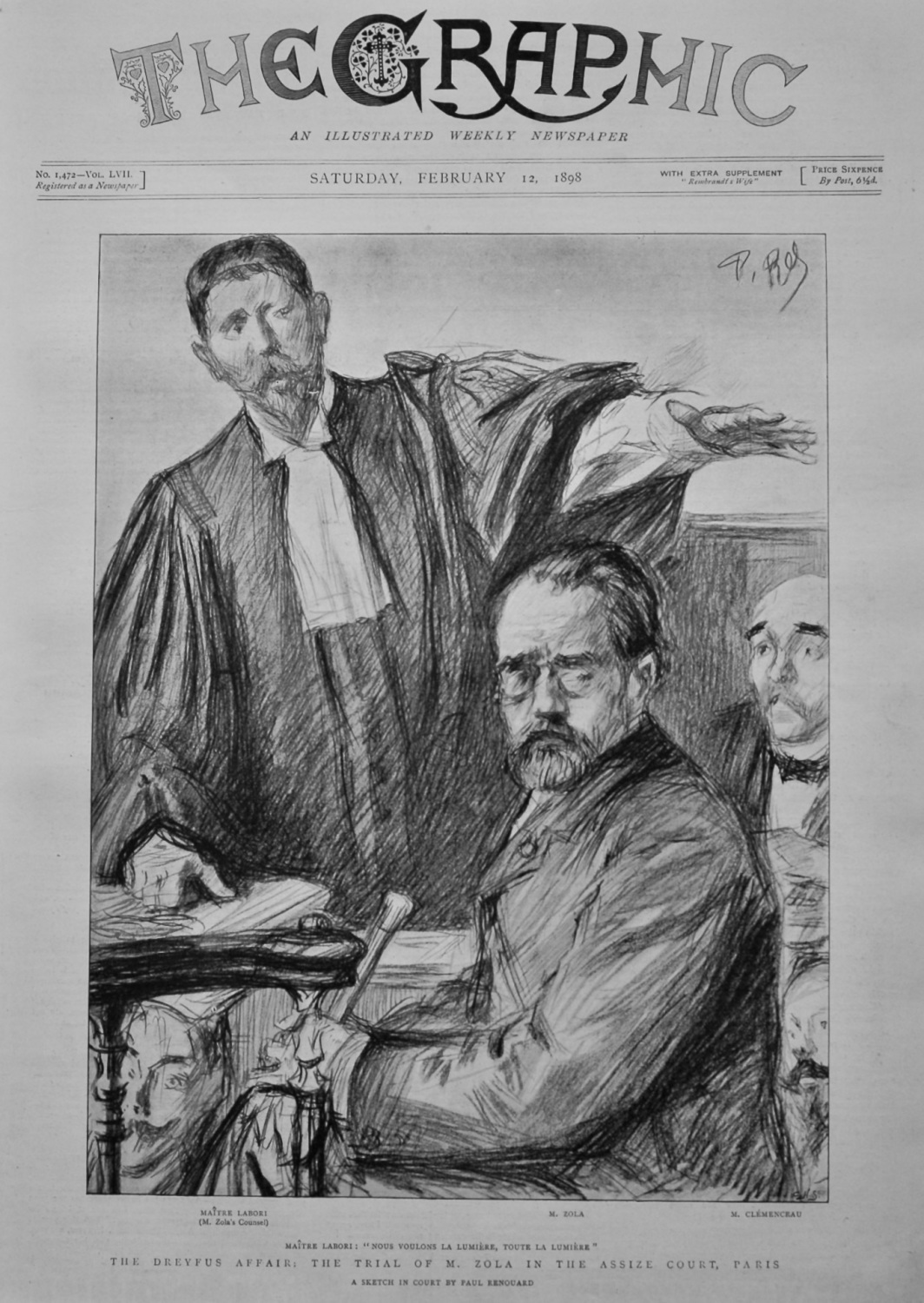 The Dreyfus Affair : The Trial of M. Zola in the Assize Court, Paris.  1898