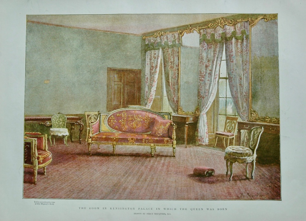 The Room in Kensington Palace in which the Queen was Born.  1898.