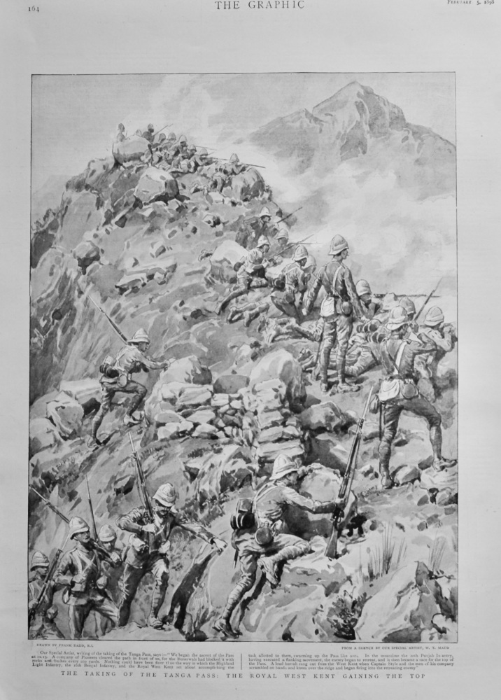 The Taking of the Tanga Pass : The Royal West Kent Gaining the Top.  1898.