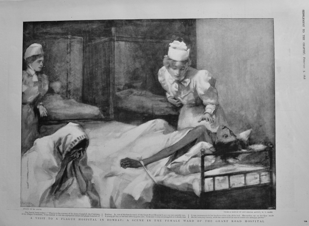 A Visit to a Plague Hospital in Bombay : A Scene in the Female Ward of the Grant Road Hospital.  1898.