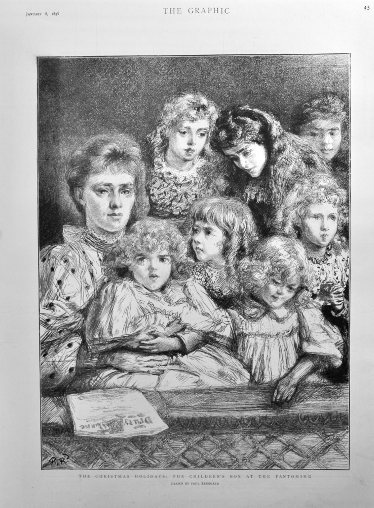 The Christmas Holidays : The Children's Box at the Pantomime.  1898.