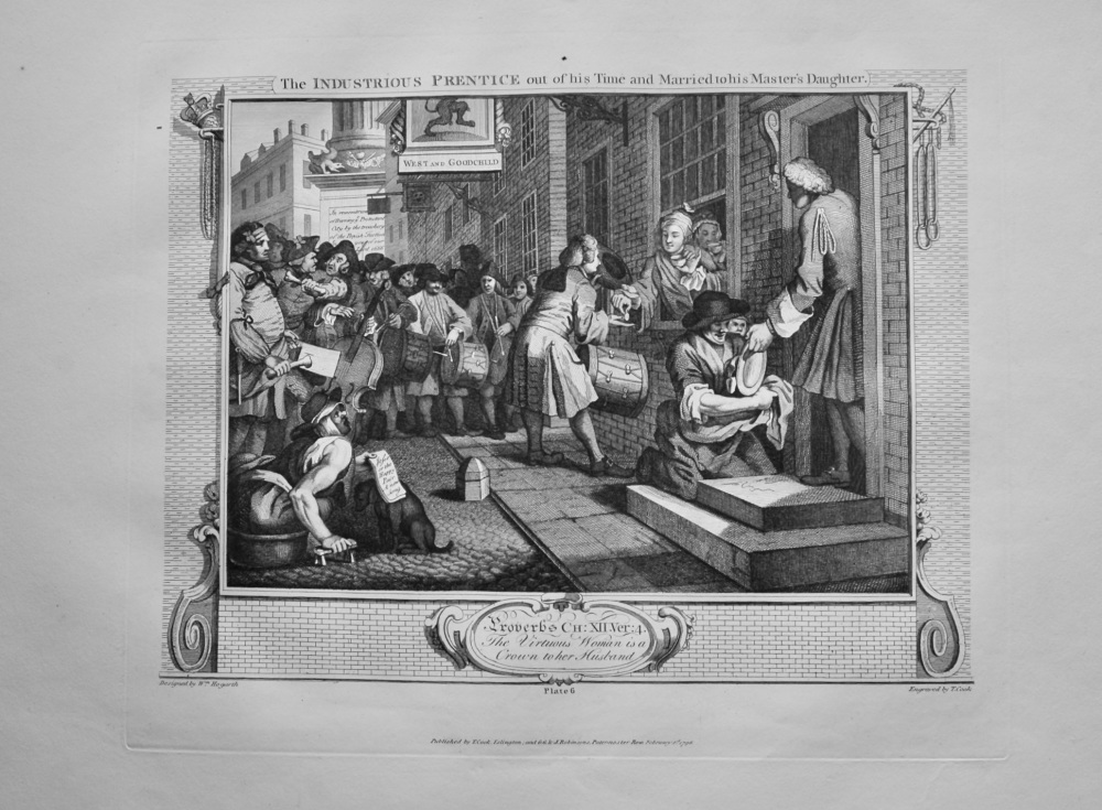 "Hogarth Restored," : The Industrious Prentice out of his Time and Married to his Master's Daughter.  1802.