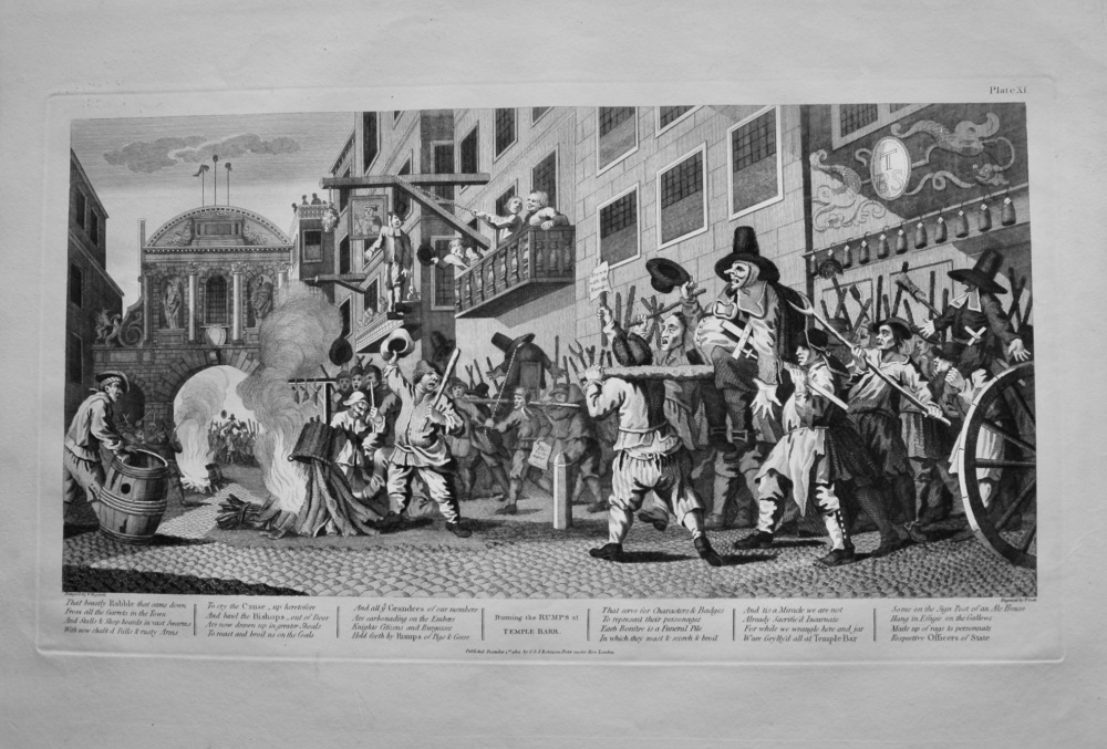 "Hogarth Restored." : Burning the Rumps at Temple Bar. 1801.