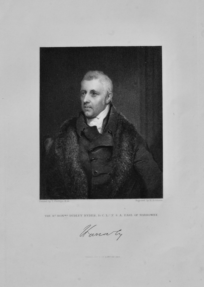 The Right Hon. Dudley Ryder, D.C.L. - F.S.A. Earl of Harrowby.  1845c.