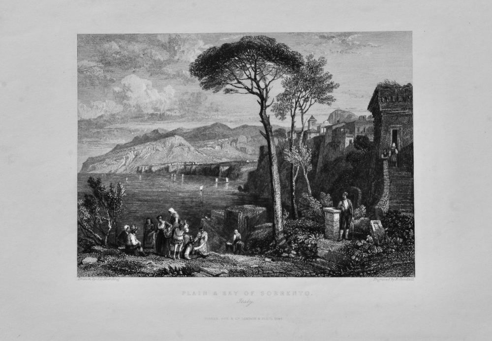 Plain & Bay of Sorrento, Italy.  1844.