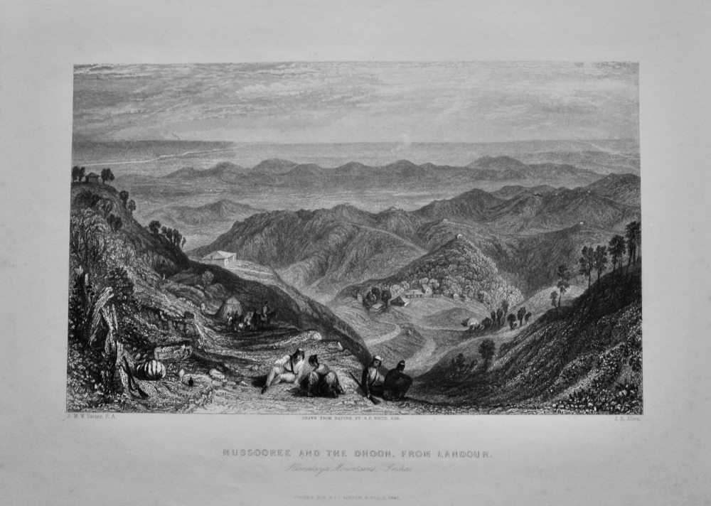 Mussooree and the Dhoon, from Landour. : Himalaya Mountains, India. 1845.