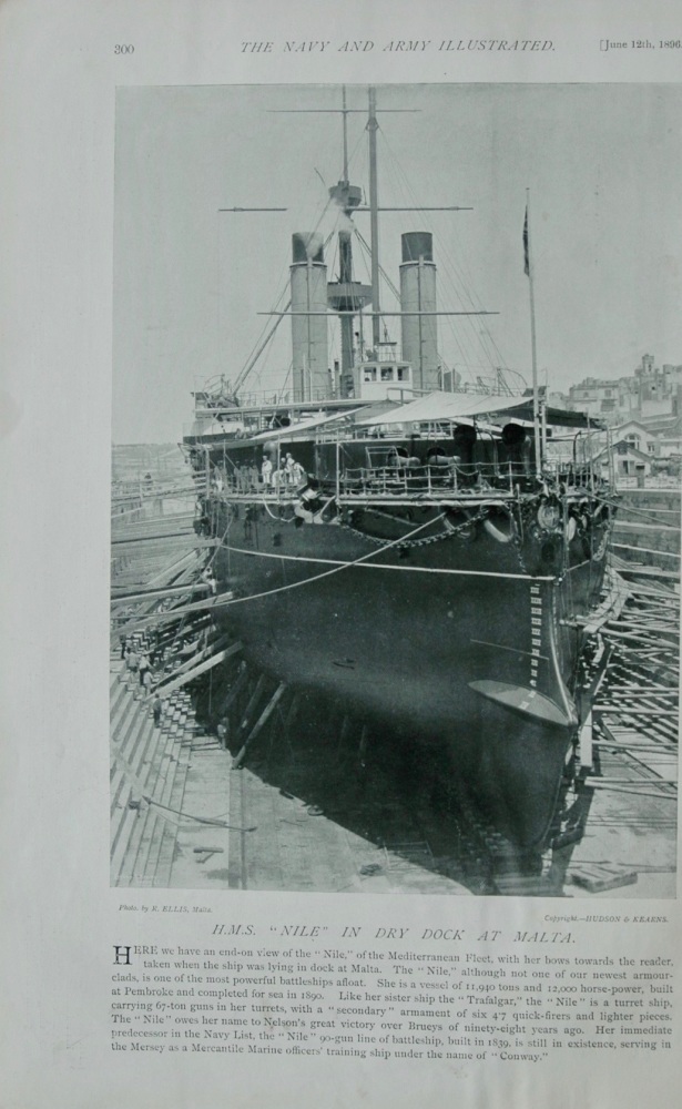 H.M.S "Nile" in dry dock in Malta. 1896.