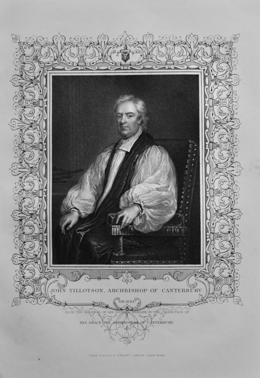 John Tillotson,  Archbishop of Canterbury.  1850c.