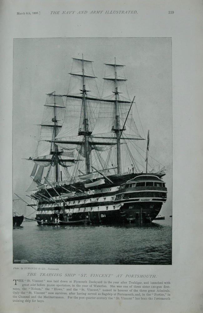 The Training Ship St. Vincent" at Portsmouth.  1896.