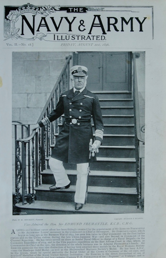 Vice-Admiral the Hon. Sir Edmund Fremantle, K.C.B., G.M.G.  1896.