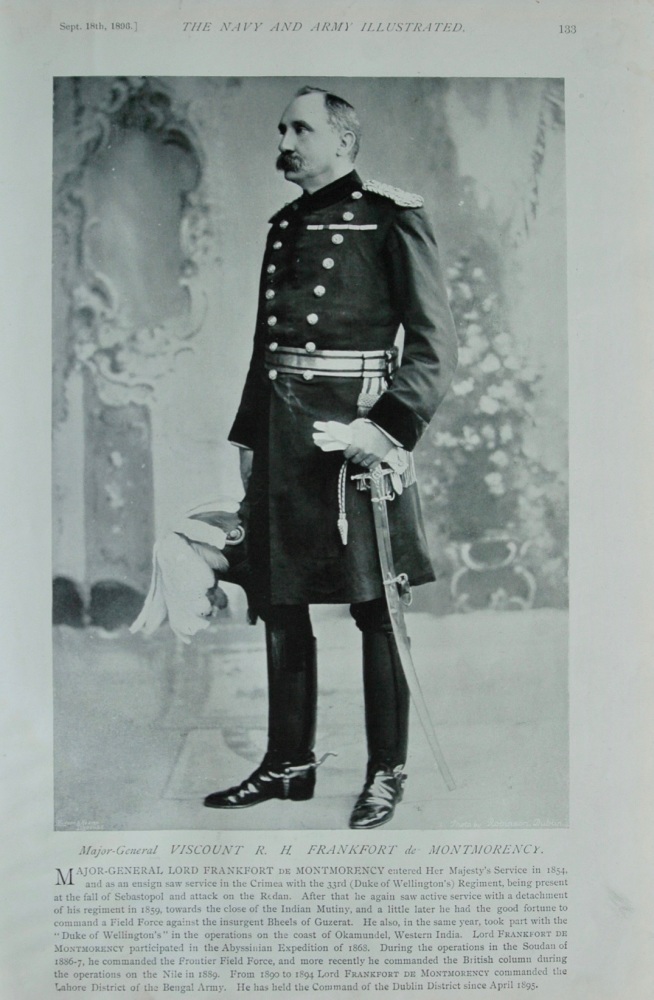Major-General Viscount R. H. Frankfort de Montmorency.  1896.