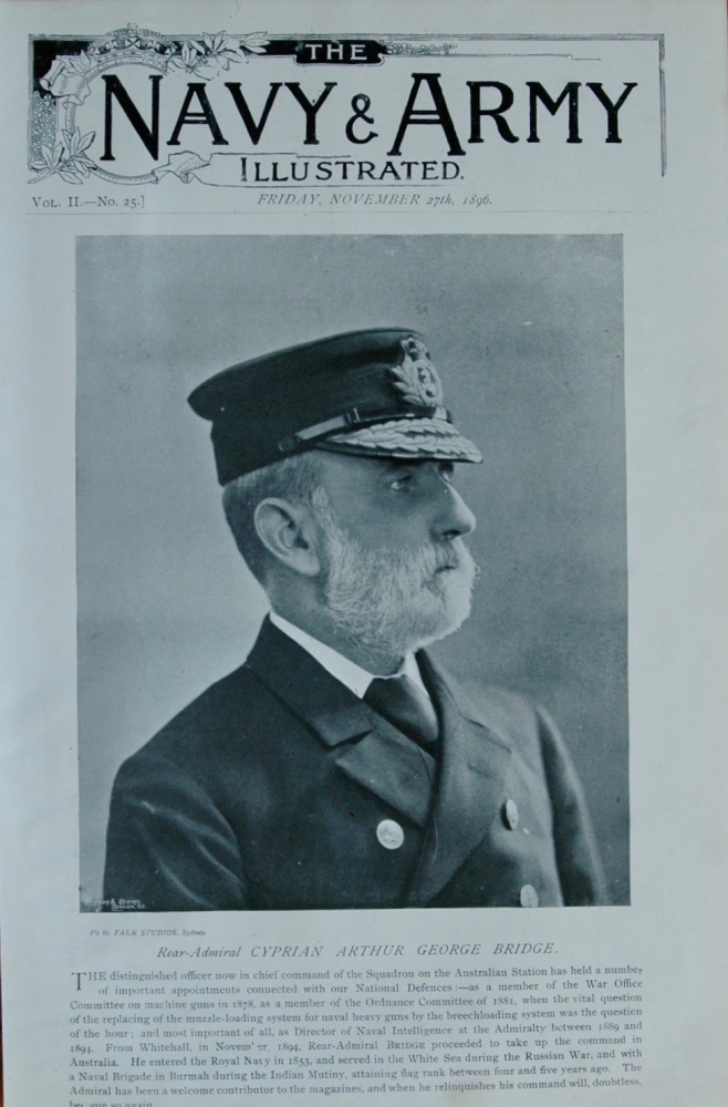 Rear-Admiral Cyprian Arthur George Bridge.  1896