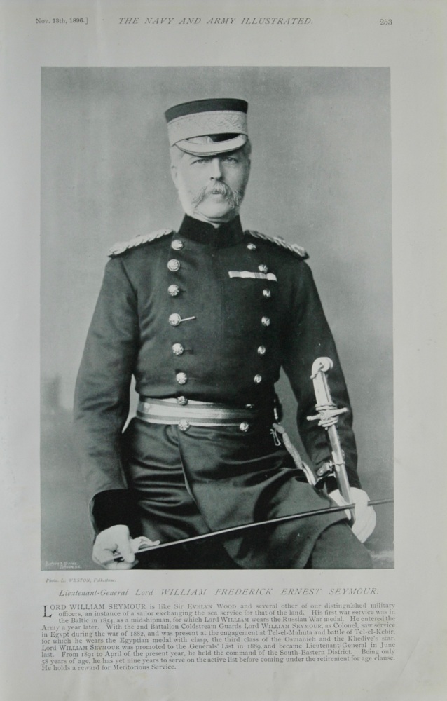 Lieutenant-General Lord William Frederick Ernest Seymour.  1896.
