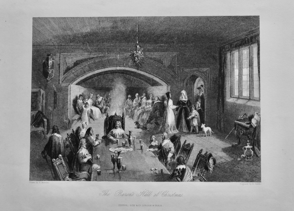 The Baron's Hall at Christmas.  1850c.