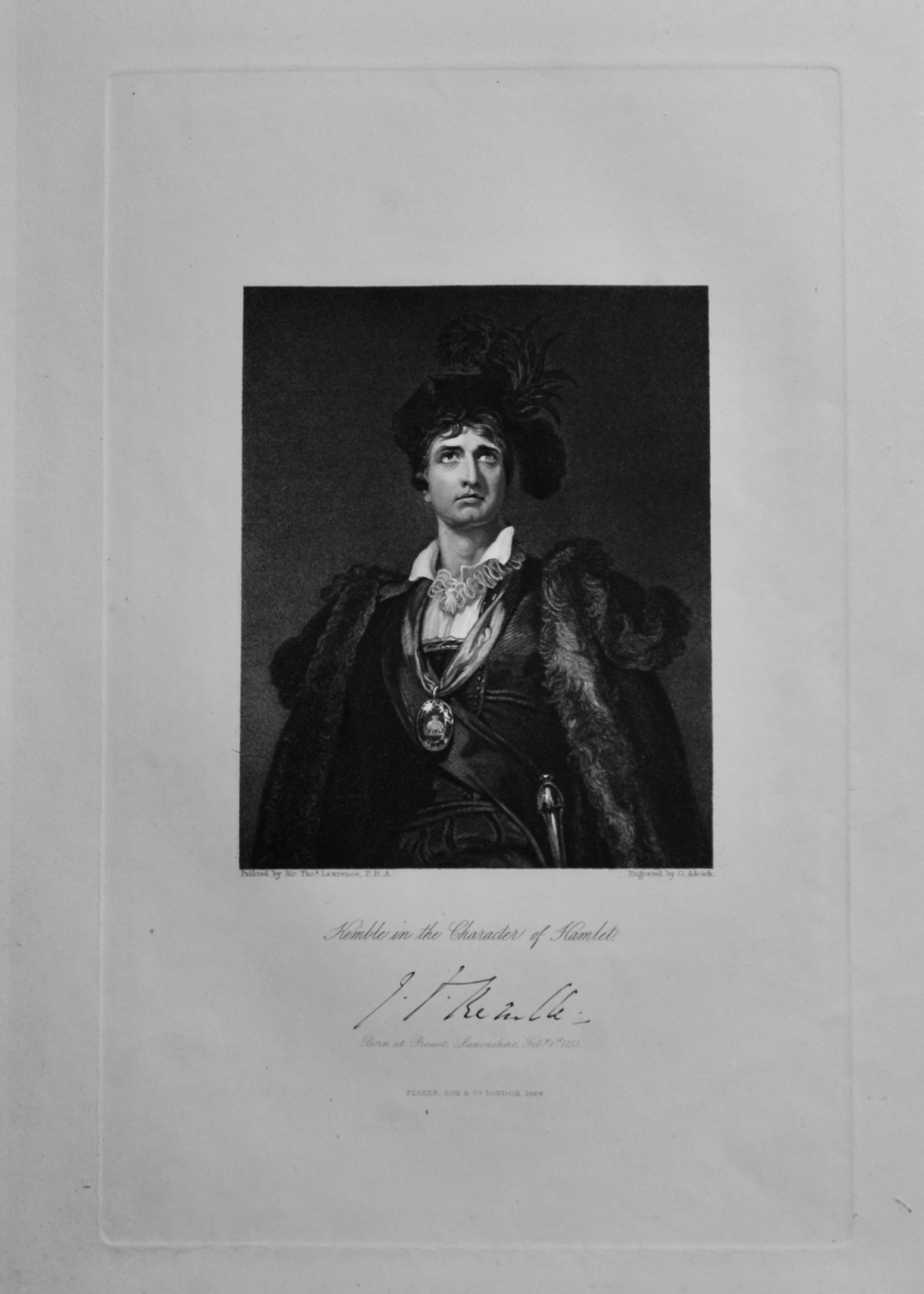 Kemble in the Character of Hamlet.  1850c.