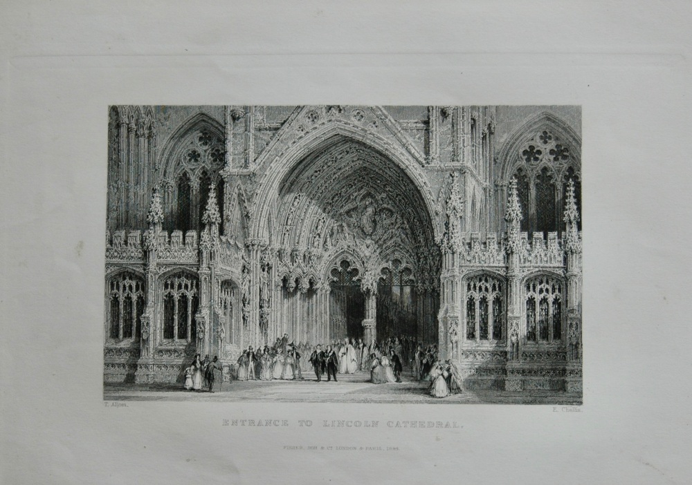 Entrance to Lincoln Cathedral.  1850c.