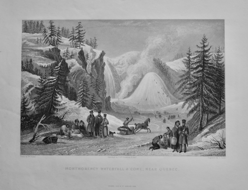 Montmorency Waterfall & Cone, near Quebec.  1850c.