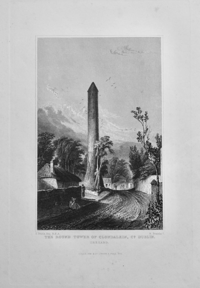 The Round Tower of Clondalkin, Co. Durham. Ireland.  1850c.