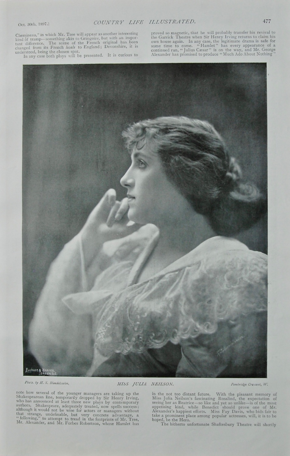 Original photo of Miss Julia Neilson from Country Life 1897