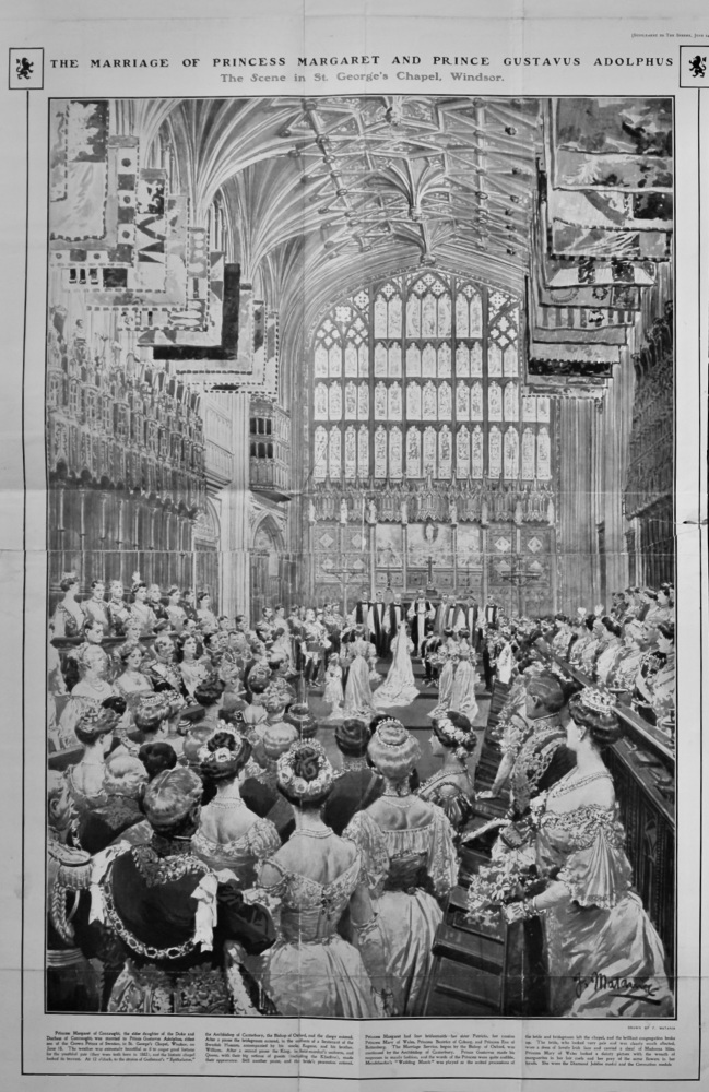 The Marriage of Princess Margaret and Prince Gustavus Adolphus : The Scene in St. George's Chapel, Windsor.  1905.