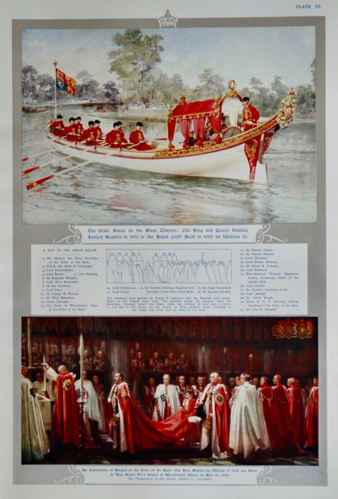 The State Barge on the River Thames : The King and Queen visiting Henley Regatta in 1912.