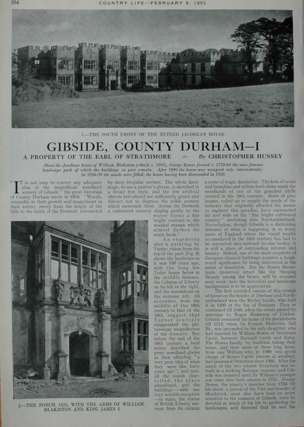 Country Life - Gibside, County Durham