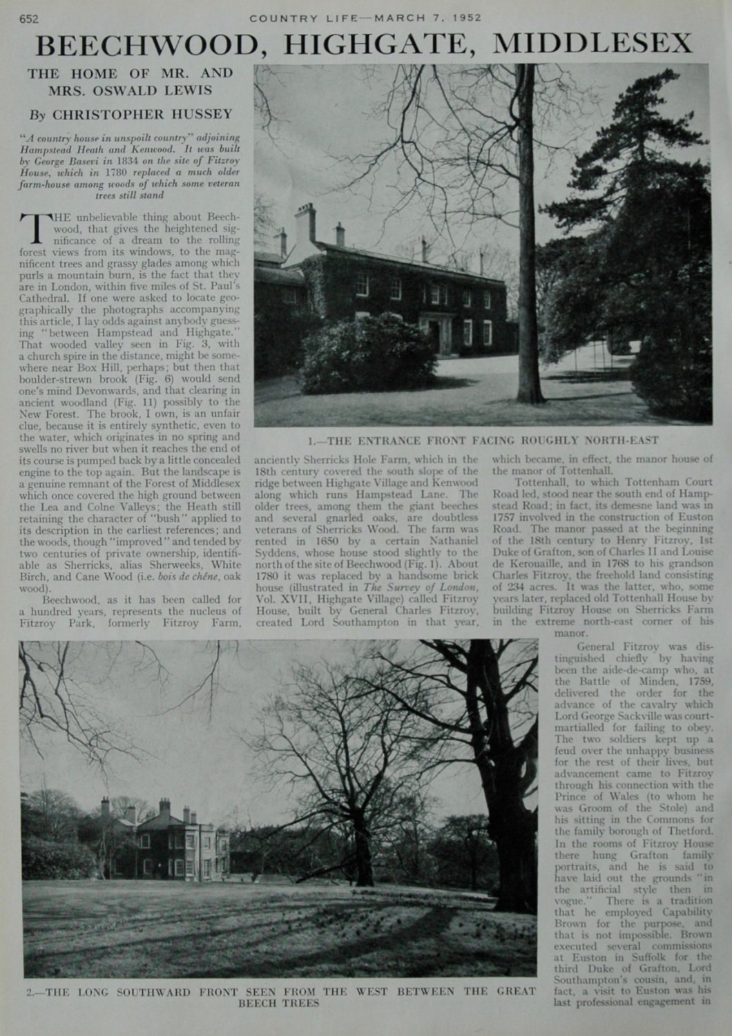 Country Life - Beechwood, Highgate, Middlesex 1952