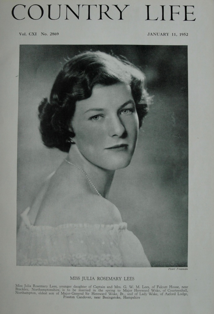 Miss Julia Rosemary Lees. (Front Page)  1952.