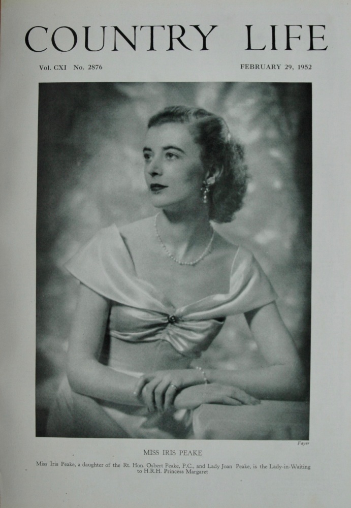 Miss Iris Peake. (Front Page)  1952.