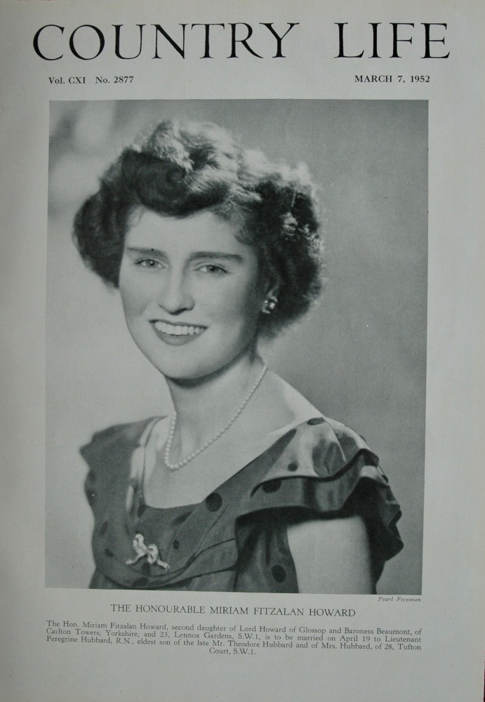 The Honourable Miriam Fitzalan Howard.  (Front Page)  1952.