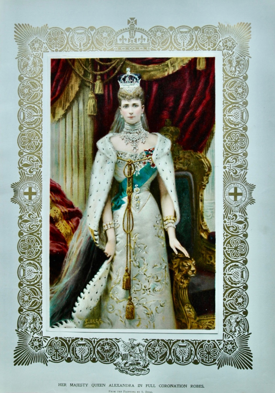 Her Majesty Queen Alexandra in Full Coronation Robes.  1902.