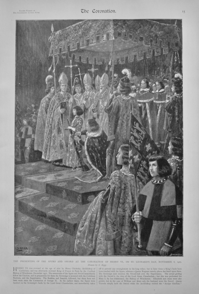 The Presenting of the Spurs and Sword at the Coronation of Henry VI., on St. Leonard's Day, November 6, 1429.
