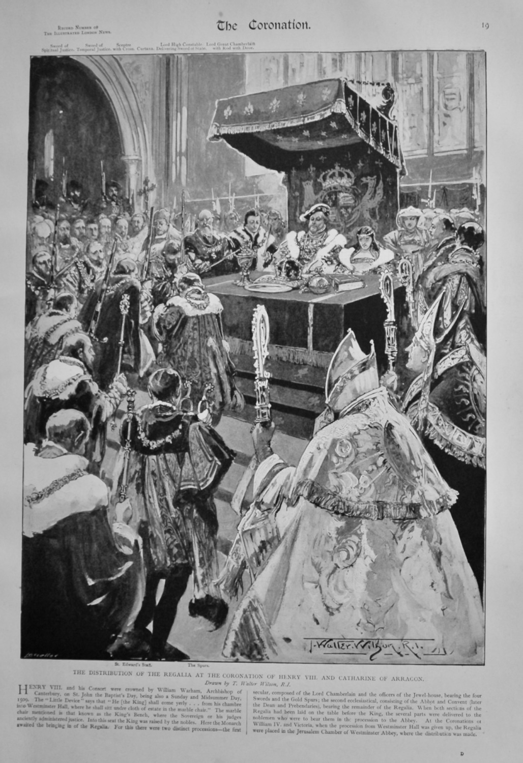 The Distribution of the Regalia at the Coronation of Henry VIII. and Cather