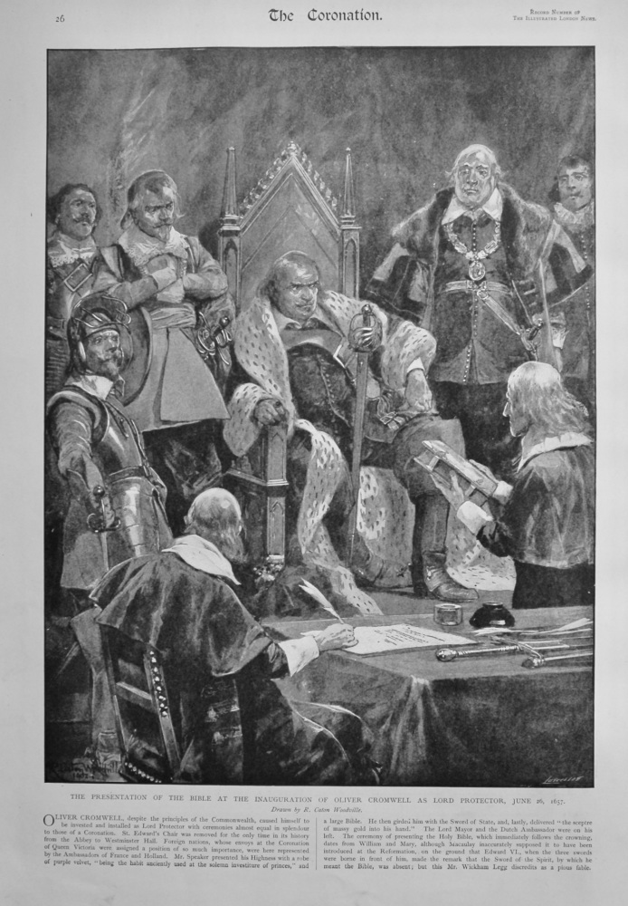 The Presentation of the Bible at the Inauguration of Oliver Cromwell as Lord Protector, June 26, 1657.