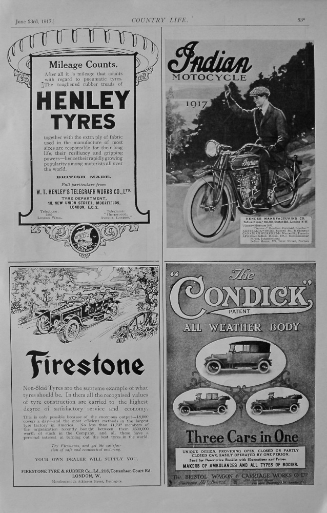 Indian Motorcycle and 3 other adverts