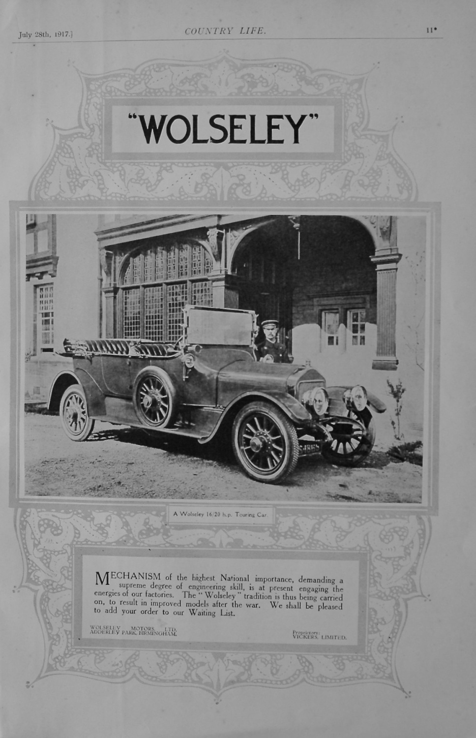 Wolseley 16/20 advert