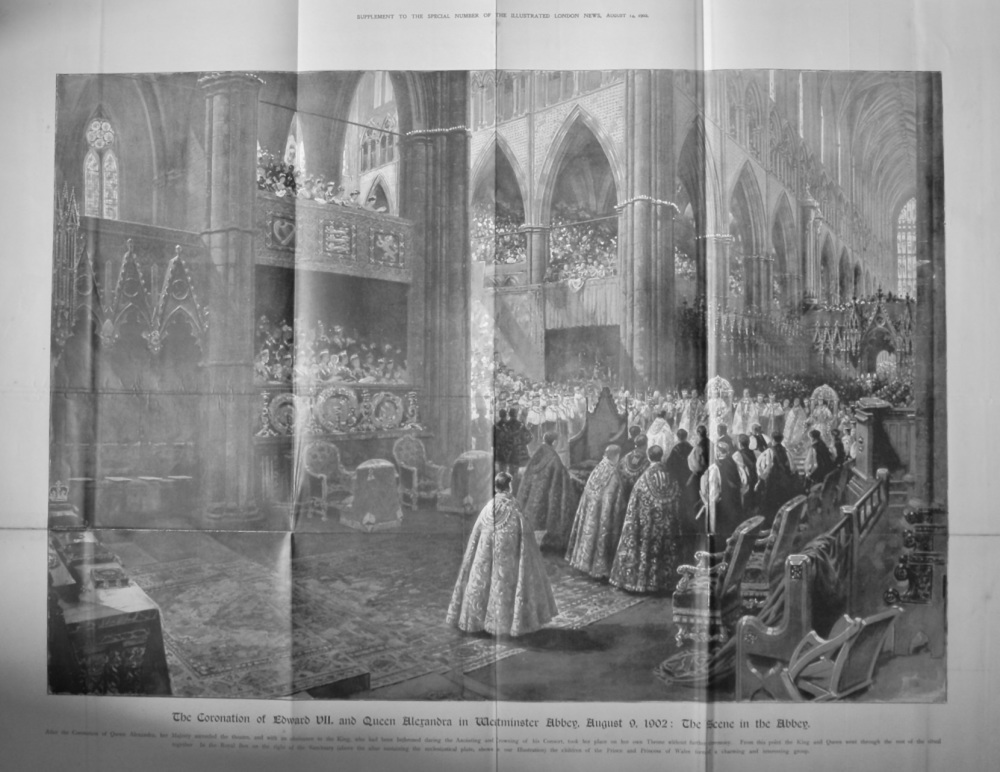 The Coronation of Edward VII., and Queen Alexandra in Westminster Abbey : The Scene in the Abbey.  1902.