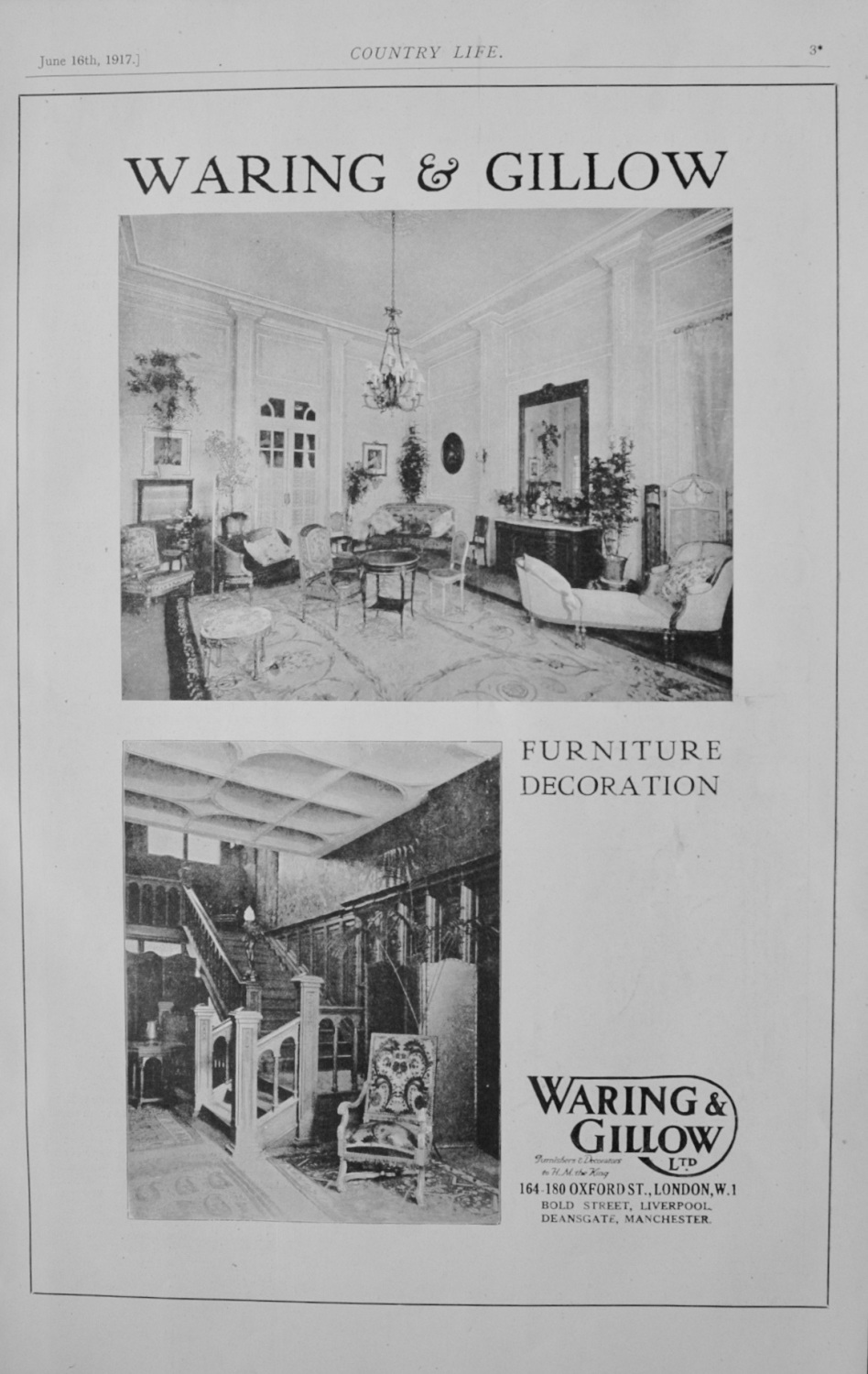 Waring & Gillow Advert
