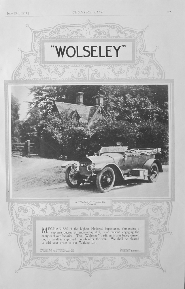 Wolseley Advert - Coleshill