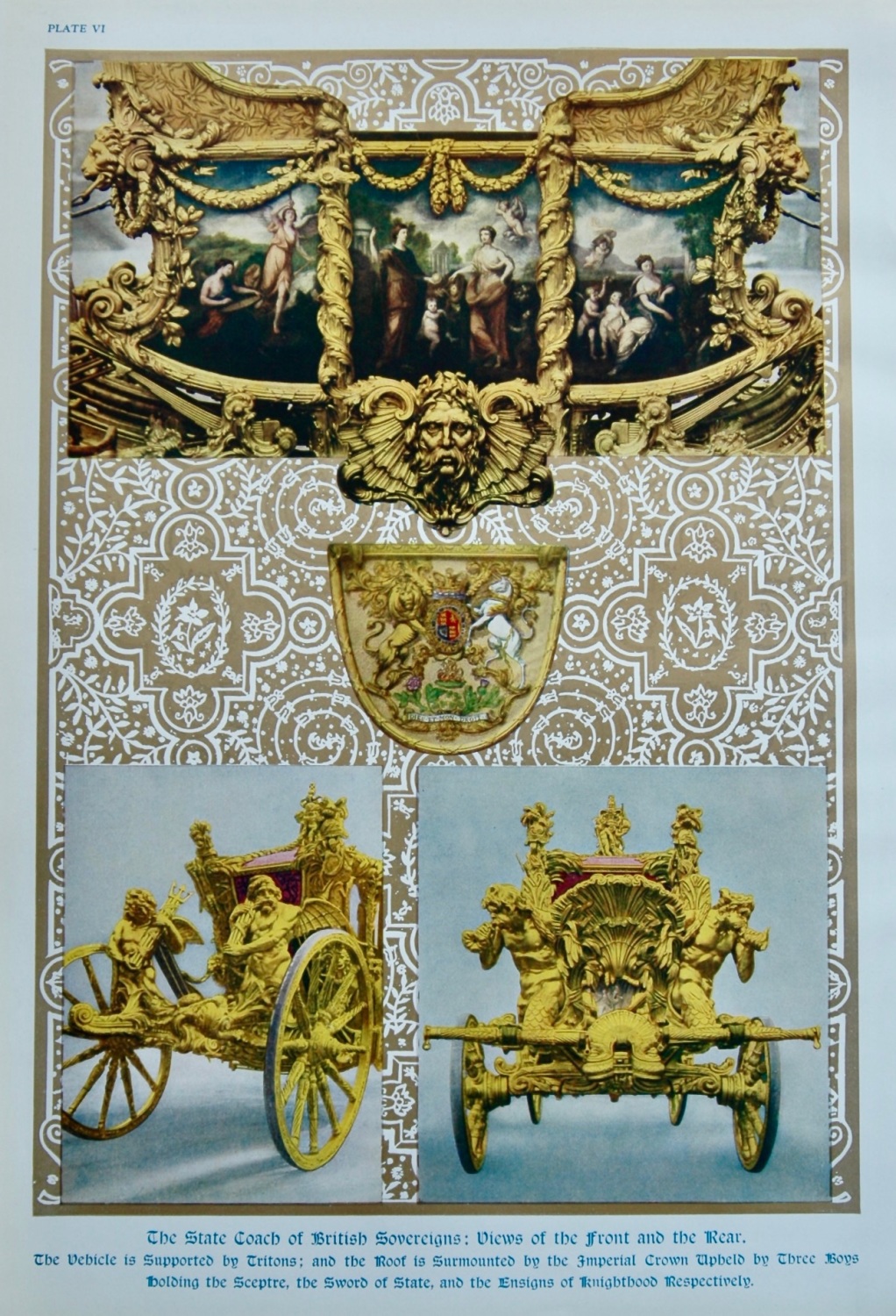 The State Coach of British Sovereigns : Views of the Front and the Rear.  1