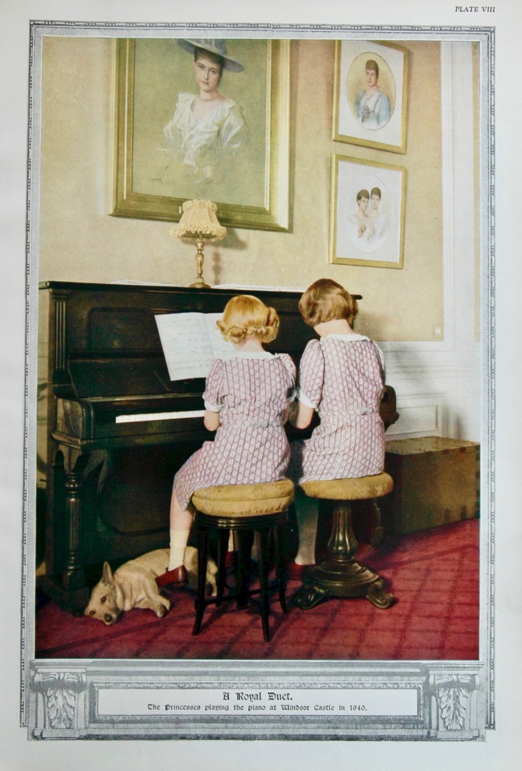 A Royal Duet. The Princesses Playing the Piano at Windsor Castle in 1940.