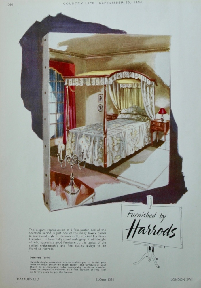 Harrods Bedroom Furniture colour advert
