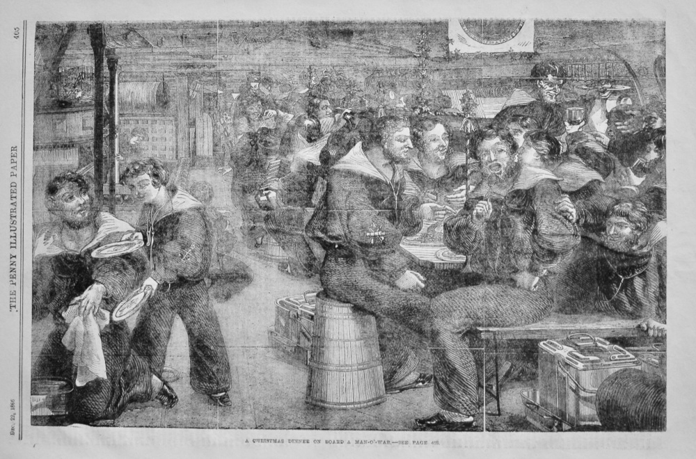 A Christmas Dinner on Board a Man-O'-War.  1866.