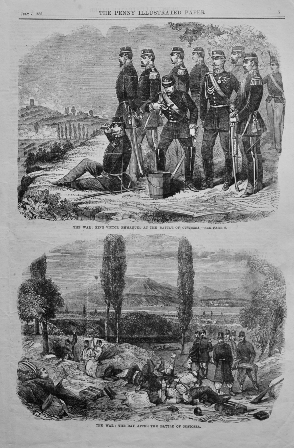 The War : King Victor Emmanuel at the Battle of Custozza.  1866.