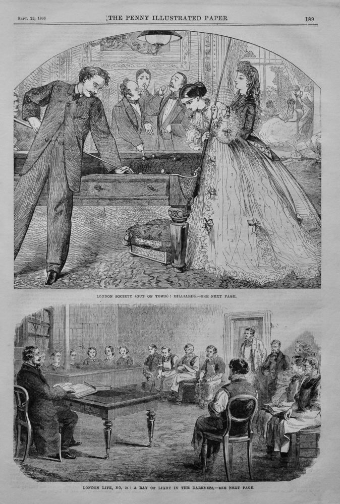 London Society (Out of Town) : Billiards.  1866.