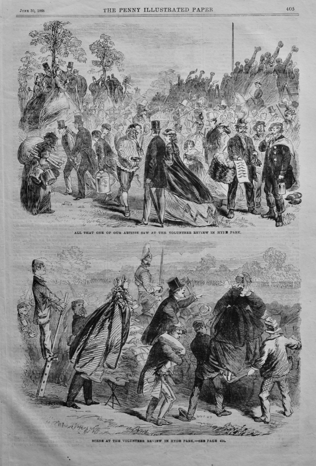 Scene at the Volunteer Review in Hyde Park.  1866.