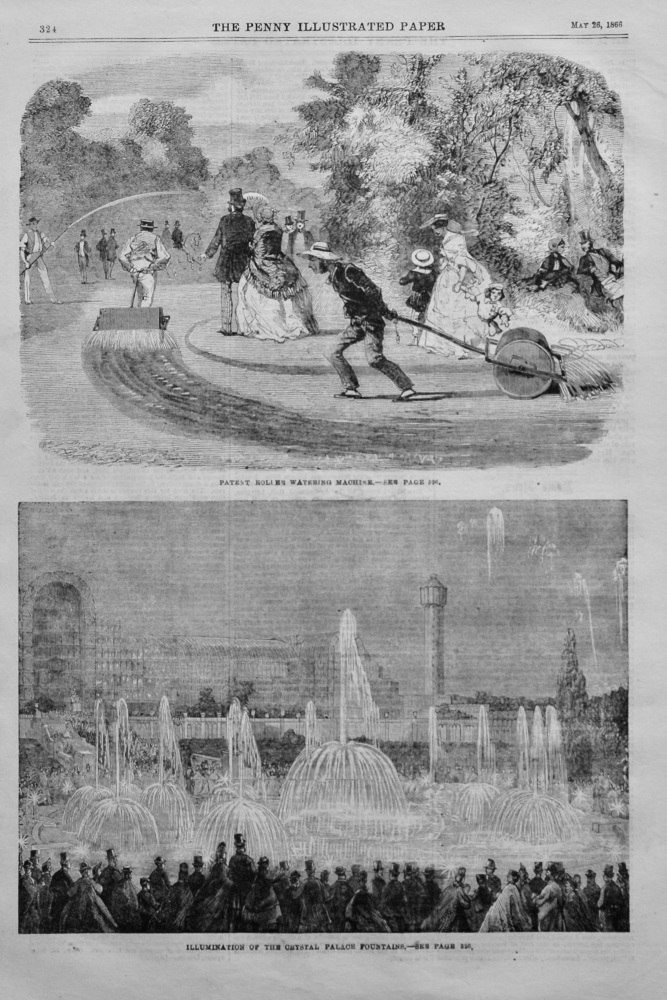 Patent Roller Watering Machine.  1866.