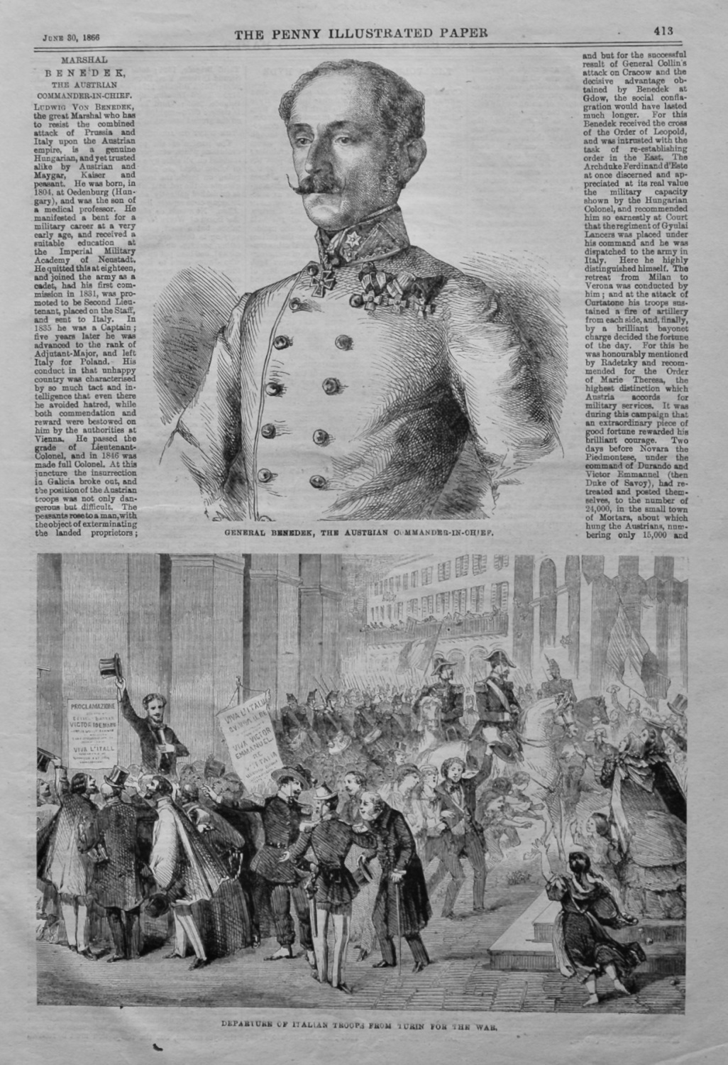 Marshal Benedek, The Austrian Commander-in-Chief.  1866.