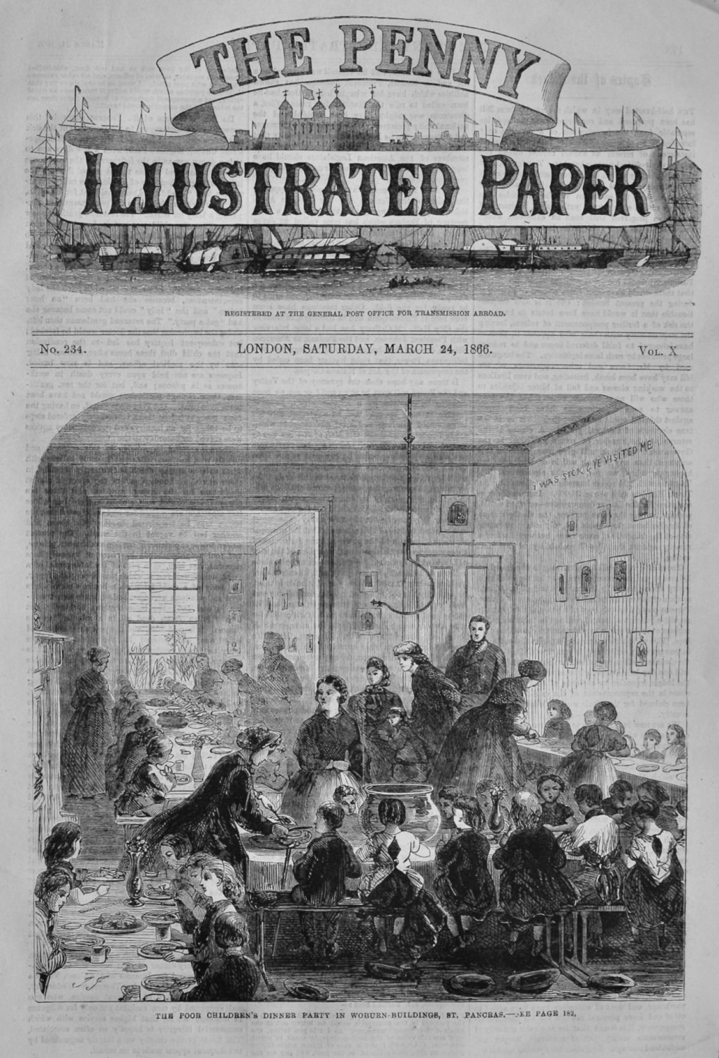 The Poor Children's Dinner Party in Woburn-Buildings, St. Pancras.  1866.